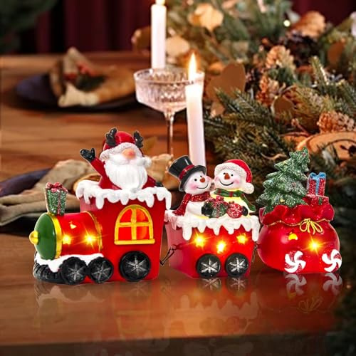 Charfia Weihnachtsdeko Innen Figuren, LED Weihnachtszug Weihnachtsfiguren, Weihnachtszug Deko Weihnachtsdeko Tisch, Christmas Decorations Weinachtsdekorationen Weihnachten Deko Tischdeko