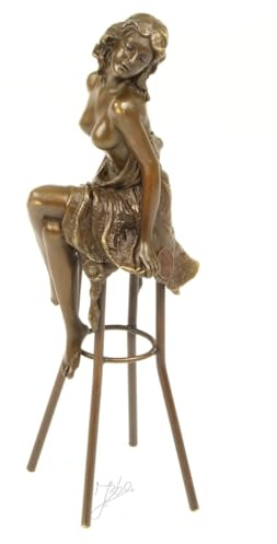 JS Garten Deko Bronzefigur Frau sitzend H 25,5 cm Frauenakt Bronzeskulptur Bronze Figur aus Bronze
