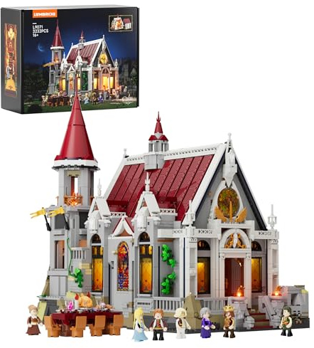 Lumibricks Mittelalter Castle Banquet Hall Bauset mit LED-Beleuchtung – 3232 Teile Große Burg mit Hochzeitsfest, 7 Minifiguren, Voll Bedruckte Steine – Sammlermodell für Erwachsene & Mittelalterfans
