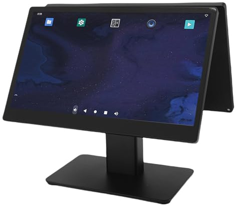 Jectse 15,6 -Zoll -Touchscreen -Registrierkasse -Display, Metallbasis, 11, 2 GB RAM + 32 GB ROM, BT5.2, WLAN 2,4 GHz, LAN 100m, POS -Terminal für Supermarkt -Einzelhandelsgeschäftsbalken (EU-Stecker)