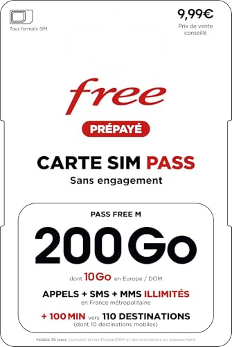 Free Pass M SIM card: 200GB 5G Ultra-Data Package + Unlimited Calls/SMS from Europe — Non-Commitment Mobile Offer