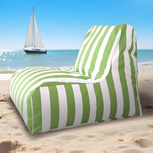 Pouf gonfiabile galleggiante per piscina, grande, a righe, per rilassarsi all'aperto e al chiuso, confortevole, resistente all'acqua, per uso in spiaggia e a bordo piscina