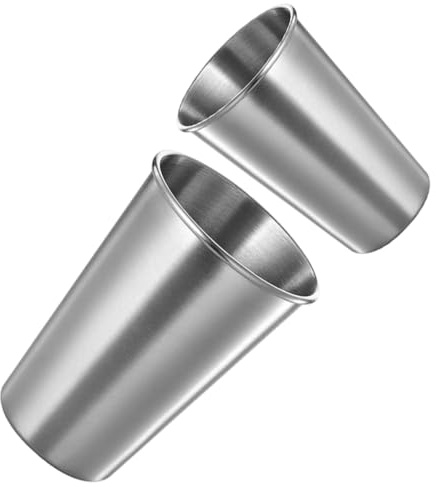 ADOCARN Gobelet à Bière Multifonctionnel 2 Pièces en Acier Inoxydable | Argenté, Simple et Créatif, pour Bureaux et Maisons, Contenant D’eau, Résistant à L’usure