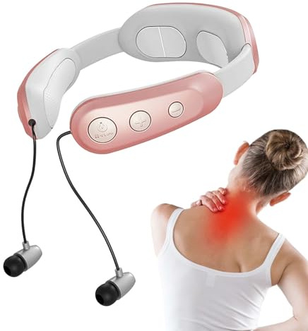 Massaggiatore per rilassamento del collo, dispositivo wireless portatile, cuffie incluse, per il collo, vibrazione regolabile, strumento da viaggio compatto | accessorio comodo per uomini e