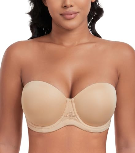 DotVol Women's Multiway Strapless Bra Full Figure Underwire Contour Beauty Back Plus Size Bra(36B, Beige)