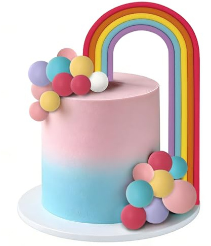 Regenbogen Tortendeko, Regenbogens Ball Kuchen Toppers Regenbogen Kuchen Deko Kugeln Cupcake Toppers für Geburtstag Baby Shower Hochzeit Party (B)