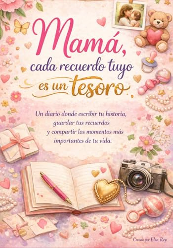 Mamá,cada recuerdo tuyo es un tesoro: Un diario donde escribir tu historia,guardar tus recuerdos y compartir los momentos más especiales de tu vida.