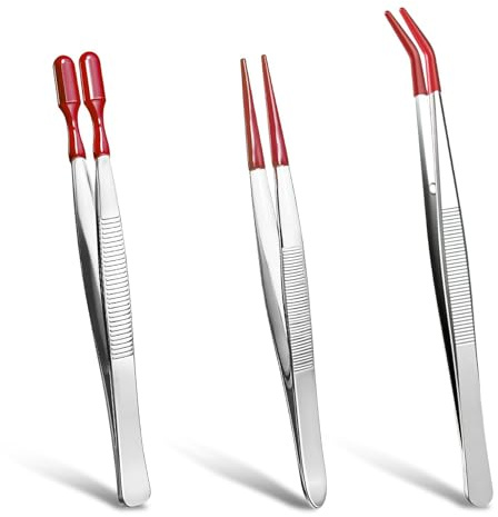 Pinzas con Punta de Goma,3 PCS Juego de Pinzas Pinzas para Manualidades con Puntas de Goma para Manualidades Joyería Laboratorio Sellos Cuentas Joyas Color
