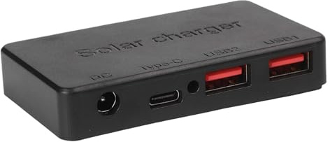 FUANA Contrôleur de charge solaire USB-C PD 100 W avec double USB QC3.0, régulateur de tension à 5 niveaux pour téléphone portable et batterie 12 V, noir