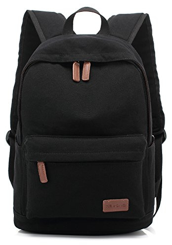 Kayond leichter Rucksack im legeren Stil für die Schule, den Laptop, auf Reisen sowie für die Arbeit, in verschiedenen Farben erhältlich, Schwarz
