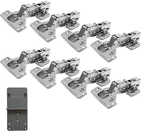 LOOTICH 110 Grado Mezza Battuta Esterna Cerniere 35mm con Ammortizzatore per Porte Soft Close Cerniera per Cucina Armadio Porta Ante Mobili Paracolpi 8 Pcs