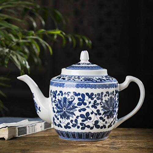 Cinese Jingdezhen Teiera Antica ad Alta capacità Dipinta a Mano Teiera in Ceramica di Porcellana Blu e Bianca - No.33