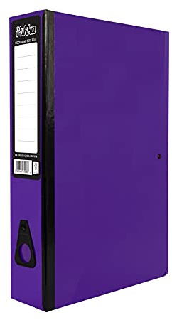 Pukka Foolscap A4 Glossy Box Files with Document Clip & Push Lock School Work Office 70mm Spine File Organiser (Purple)
