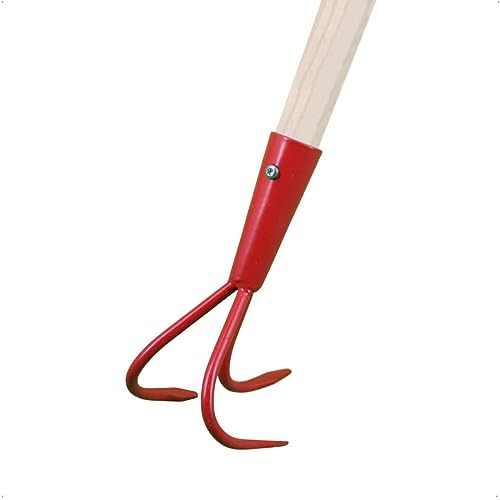 Rekord Kleingrubber (Stahl) mit 3 Zinken Gesamtlänge 111 cm - mit Holz-Stiel, Kultivator, Gartenkralle, Dreizack für Garten, Unkrautkralle, Boden lockern, Grubber