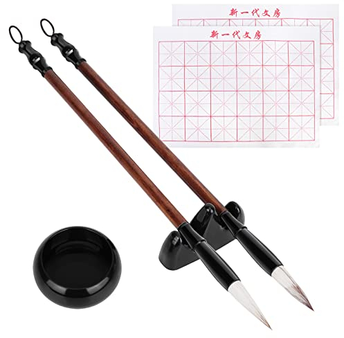 6Stück Chinesische Kalligraphie-Pinsel Kanji japanischer Sumi Zeichenpinsel Set, Schreiben Malerei Zeichnung Pinsel Professionelle Kalligraphie Kunst Malerei Liefert Tintenstein für Anfänger Künstler