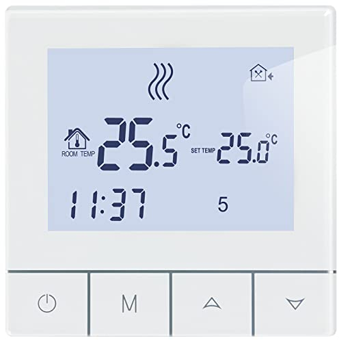 Termostato Ambiente Intelligente,LCD Touchscreen Digitale Termostati Programmabile Settimanale per Riscaldamento a Pavimento Elettrico 16A TDS75-EP