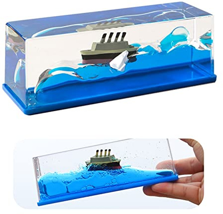 Tuzsocr Titanic Schiff in Flasche, Acryl Deko-Spielzeug, Stressabbau | Das Schiff schwimmt unsinkbar in der Flüssigkeit, ideal zum Stressabbau am Schreibtisch, dekorativ für Büro und Zuhause
