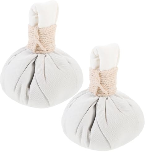 ABOOFAN Bolas de compresión de masaje tailandés para spa, bolsas chinas, bolas de masaje caliente caliente, producto de spa para el hogar, salón, músculo corporal, 2 unidades
