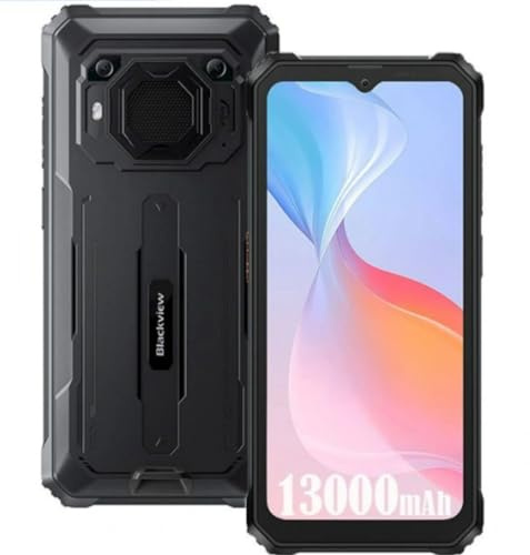 Blackview Outdoor Handy Ohne Vertrag BV6200 PRO,12GB+128GB(1TB Erweiterung), 13000mAh Akku, 6,56'' HD+, ArcSoft® 13MP+8MP, Android 13 DUAL SIM IP68 MIL-STD-810H Wasserdichtes Smartphone, Schwarz