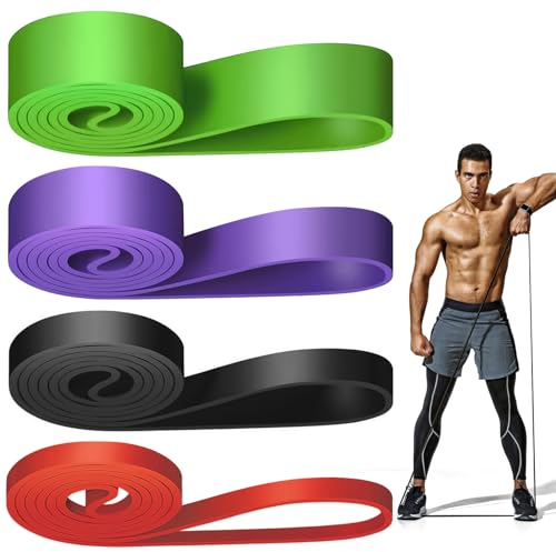Lot de 4 bandes de fitness - Avec 4 niveaux différents - Bandes de résistance - Bande élastique de sport - Bandes de gymnastique - Bandes d'entraînement - Bande de fitness pour la musculation, le