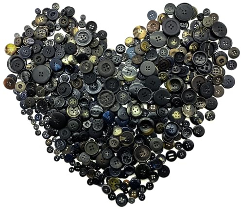 Alfykym 600-700Pcs Dark Buttons for Crafts Bulk Mixed Dark Craft Buttons Assorted Size Dark Button for Crafting DIY Decoration