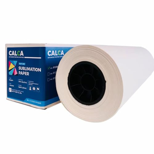 CALCA Sublimation Paper 24in x 164ft Heat Transfer Paper Roll 2 Core Fast Dry Sublimation Paper Roll 95gsm for E)*pson F570 for T-Shirts Mugs Fabric DIY