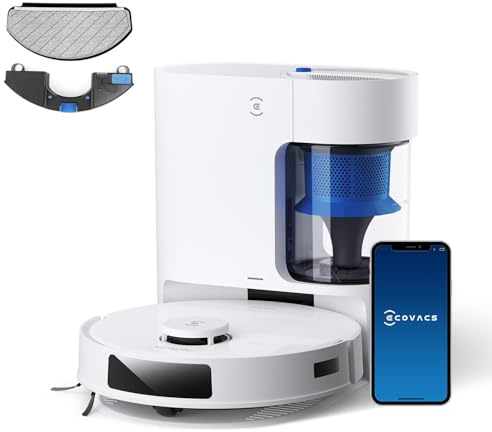 ECOVACS DEEBOT N20 PLUS Robot Vacuum Cleaner with Mop, 8000Pa Suction, ZeroTangle Technology, Bagless PureCyclone Self Empty Station, 300 Minutes Runtime