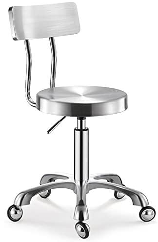 Rollhocker mit Rollen, Kosmetikhocker, solider Badhocker, Rückenstütze, Kosmetikhocker, Salonhocker, Rückenlehne, 5 Rollen für Friseure, Maniküre, Tattoo, Massage, Spa-Salon/mit Rückenlehne (Größe:
