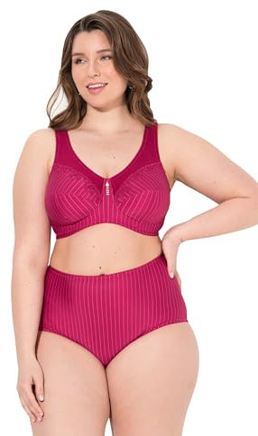 Ulla Popken Damen Entlastungs-BH, Ohne Bügel, Strassanhänger, Cup C - G BH, Fuchsia, 100E EU