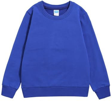 SHEKINI Baby småbarn pojkar bomull pullover sweatshirt barn långärmad skjorta toppar för 2–7 år, blå, 120