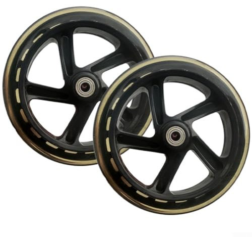 2 Stück Scooter-Rad, leise Skateboard-Räder mit Mittellochdurchmesser 8 mm, für Roller, Rollschuhe, Trolleys, Einkaufswagen, Möbel, Rollstühle (125 mm x 24 mm lichtdurchlässig)
