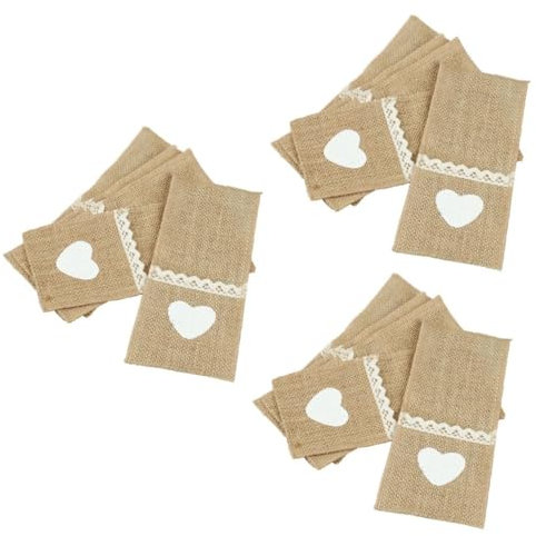 LABRIMP 15stücke Teiliges Aus Jute-lace Bestecktaschen Für Hochzeiten Partys Und Festlichkeiten Vintage-dekoration Für Weihnachtsfeiern Geburtstage Und Jubiläen Mit Feiner Verarbeitung