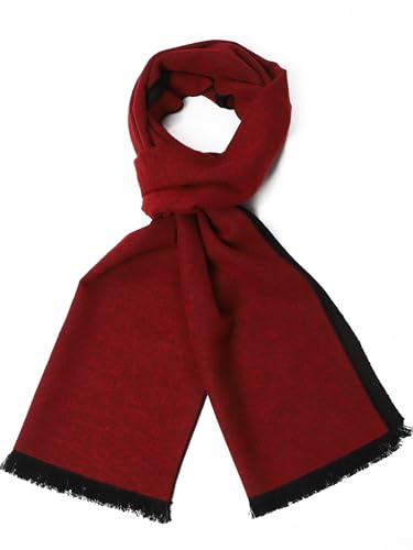 soul young Bufanda larga de algodón para hombres - Bufandas cálidas con flecos a cuadros con lujoso estuche de regalo, rojo & negro, Taille unique