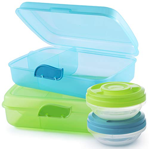2friends GmbH Lunchboxen, 2 Stück | 2 Schraubdeckeldosen mit 3 Trennwänden und Klickverschluss | BPA- und Weichmacherfrei