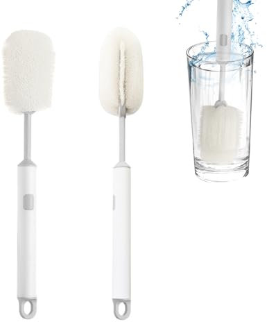 OAKENCREST 2 Stück Flaschenbürste, Schwamm und Bürste 2 in 1, Flaschenschwamm, Tassenbürste, Reinigungsbürste, Bürste für Gläser, Flaschen Bürste, Gläserbürste, für Gläser, Karaffen