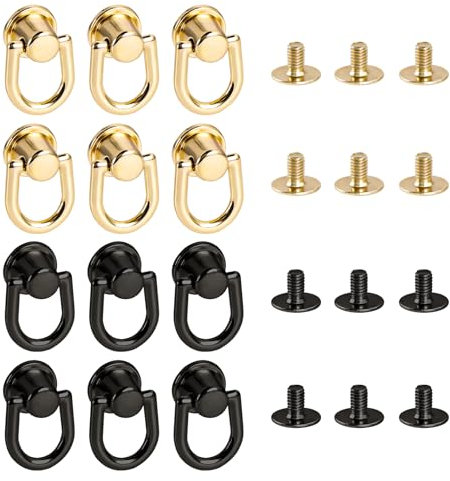 OCCOUMR 12 Stück D Ring Stud Screw Head, Metallring Kopf Button Stud Nieten, Drehbare D Ringe Rivets, Für DIY Geldbörse Handyhülle Handtasche Rucksack