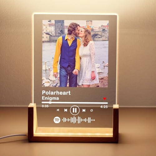 HOJKOUD Fotos Personalizadas Regalo,placa spotify personalizada,Lampara Personalizada con Foto,Regalos San Valentin Hombre,Regalos Originales,Cuadro Personalizado Con Foto. (Estilo 1)