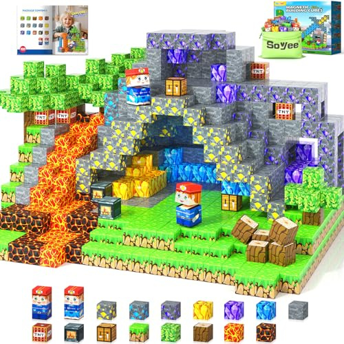 Soyee Magnetische Bausteine 100PCS Kinder Spielzeug Magnetische Baukästen Sensorisches STEM Jungen Spielzeug Klassenzimmer Essentials Geburtstagsgeschenke für 3 4 5 6 7 8 9 10 Jahren Jungen