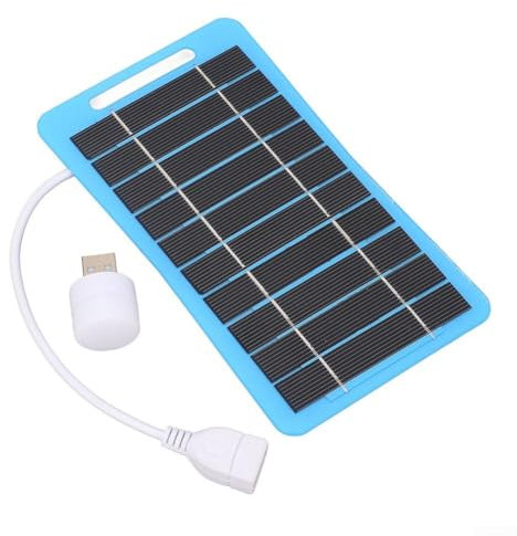 Volakebeing Cargador Solar de 5W, USB, Portátil, Impermeable, para Exterior, Compatible con Móviles y Dispositivos Portátiles