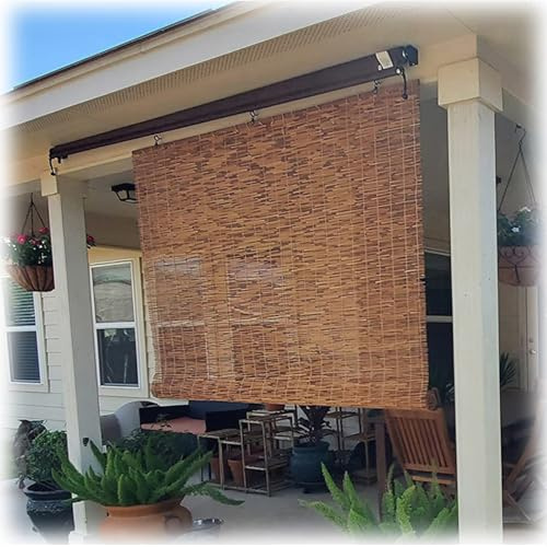YZJTSXQHY Bambusrollo Retro Bambus Raffrollo atmungsaktiv Bambus Jalousie, Wetterfest Bambus Rollo Vorhang for Außenbereich Fenster und Türen, Individuelle Größe erhältlich 30-160 cm(90 x 250 cm)