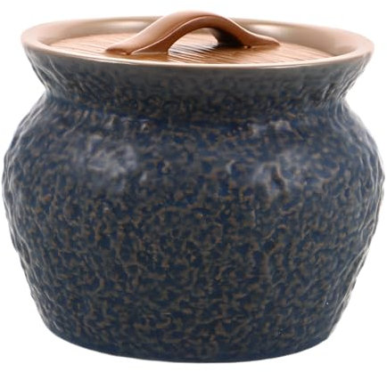 HOLIDYOYO Cocotte en Céramique Facile à Nettoyer avec Couvercle, Bol à Soupe pour Cuisson la Vapeur, Mijotage à L’eau Bleu 1 Personne
