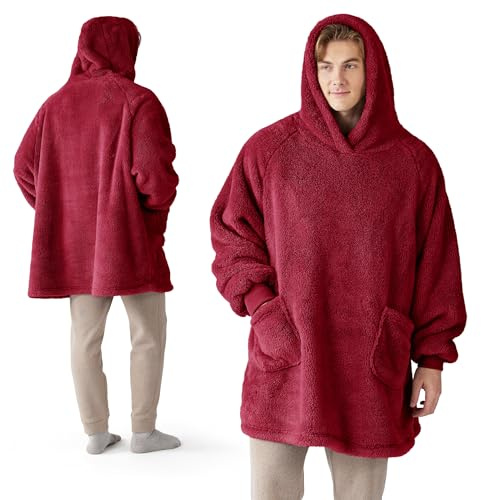 BEDSURE Blanket Hoodie for Women Men, Wearable Blanket Adult, Fluffy Fleece Hooded Blanket Ultra Soft Cozy, Oversized Throw Hoodie