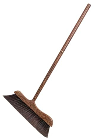 PRETYZOOM Soft Bristle Wooden House Broom with Long Handle Gentle Indoor Outdoor Sweeper for Garden Patio Decking Ergonomic Dust Removal Tool for Versatile Floor Cleaning