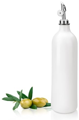 Yitexin 567g (600ML) Olivenöl Spenderflasche, Weiß Ölflaschen für Küche Set, Essigspender Behälter Menage Edelstahl Ausgießer Ausgießer für Küche Sojasauce (Weiß)