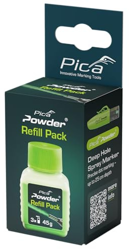 Pica Ricarica polvere 2030/SB per marcatore spray a foro profondo 2020, polvere di gesso fluorescente verde 45 g – 3 riempimenti