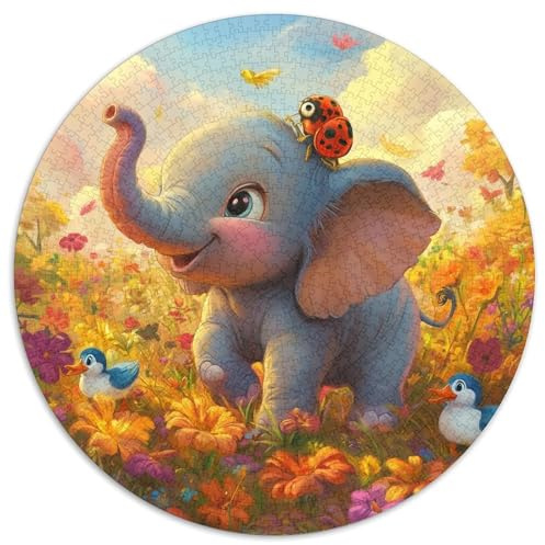 Elefanten Puzzle 1000 Teile Rund Fur Erwachsene Und Kinder Tieres Haustiers Cute Legespiel Geschicklichkeitsspiel Geschenk Fordernd Kleinkinder 1000pcs (67.5x67.5cm)