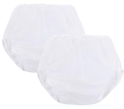 2st Vuxna plastbyxor for inkontinens, Pull-On vuxen blöjöverdrag Vattentäta plastbyxor Vuxna Tvättbara blöjöverdrag Återanvändbara for kvinnor män(White,Large)