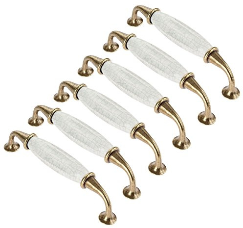 Creatwls 6pcs Keramik Möbelknopf Küchengriffe Schrankgriffe Schubladengriffe Möbelgriff Türgriff Griffe Einloch /96mm BA/ 128mm BA