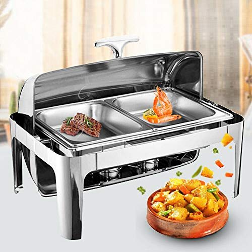 9L Warmhaltebehälter für Speisen Chafing Dish, Essen Speisenwärmer Speisenwärmer 2 fächer Catering Edelstahl Profi Wärmebehälter für Buffets Partys Hochzeitsbankette