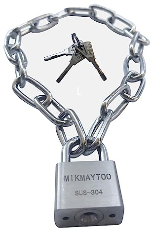 Bike Chain Lock, Gate Chain Lock, 304 Stainless Steel Materials. No Rust, Corrosion Resistance, Premium Case-Hardened Security for Motorcycles, Bike, Generator, Gates,Outdoor (20 INCH Chain Lock)